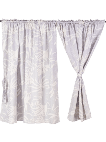 Lavender Tropical Leaf Print Cafe Curtain Set