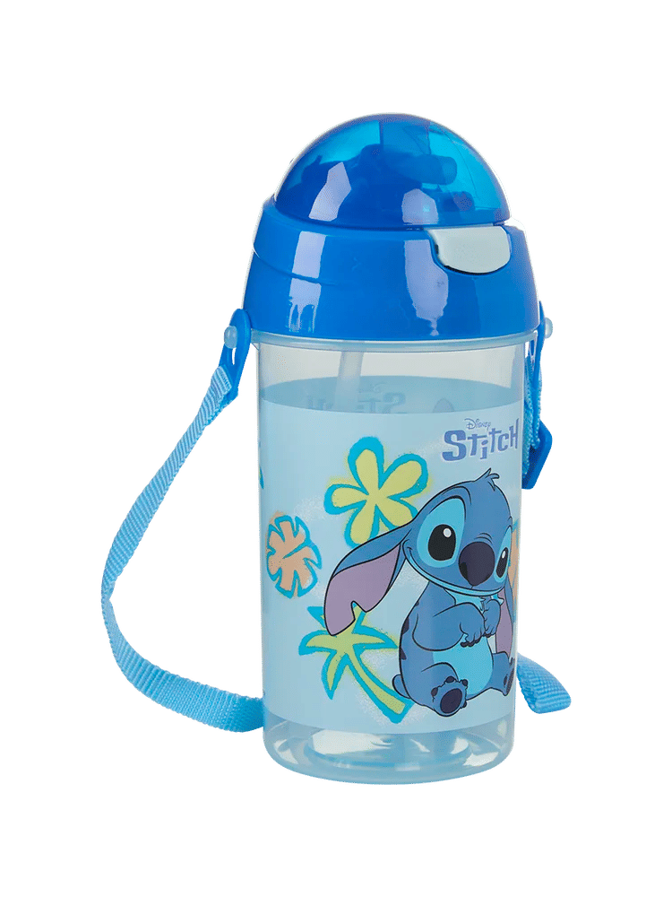 Stitch Bottle with Flip-Top Lid and Straw