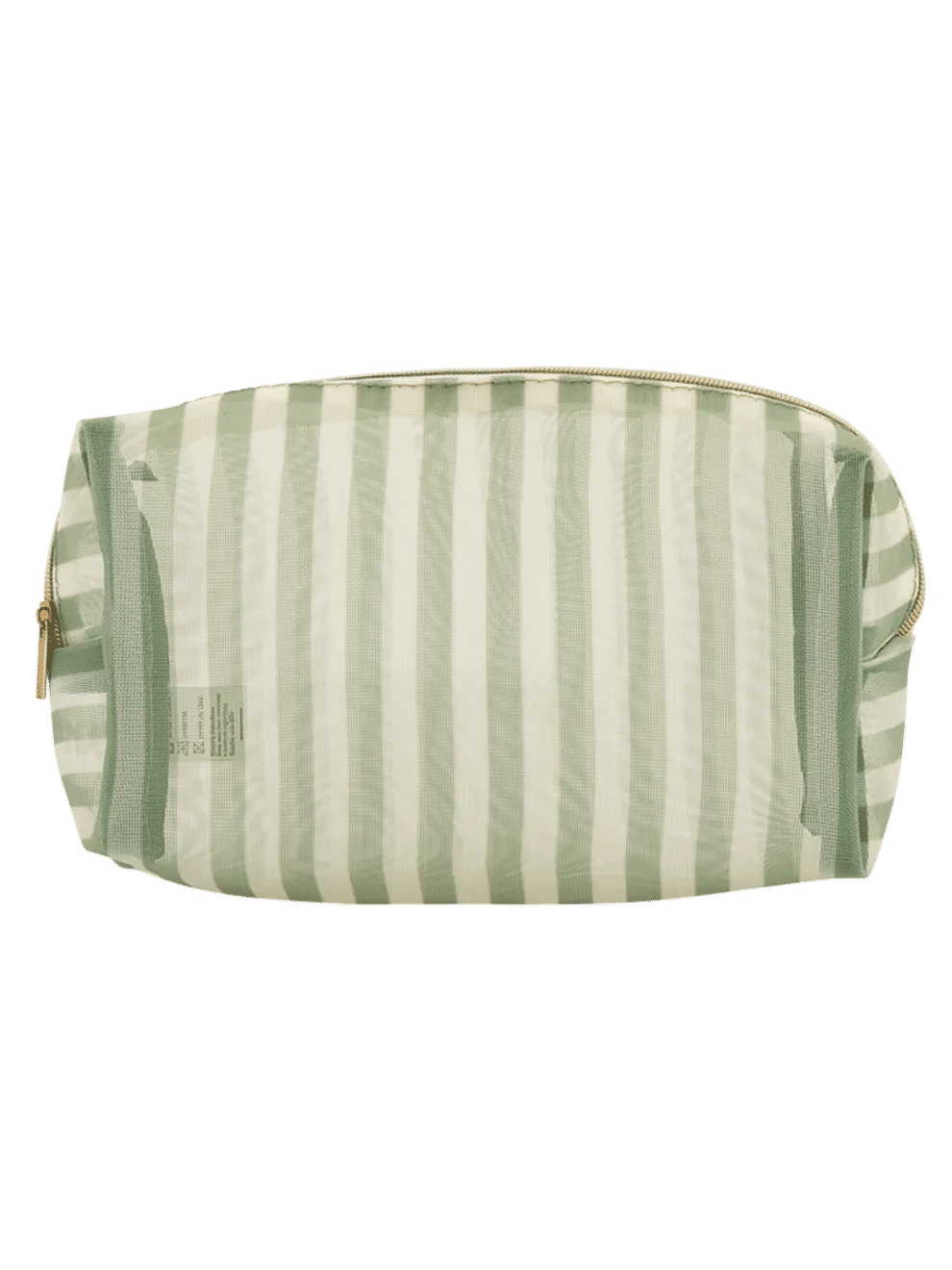 Green & Cream Striped Mesh Pencil Bag