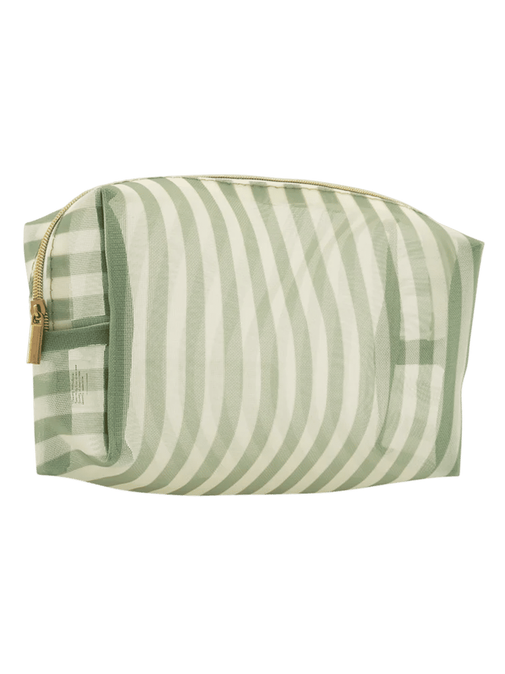 Green & Cream Striped Mesh Pencil Bag (1)