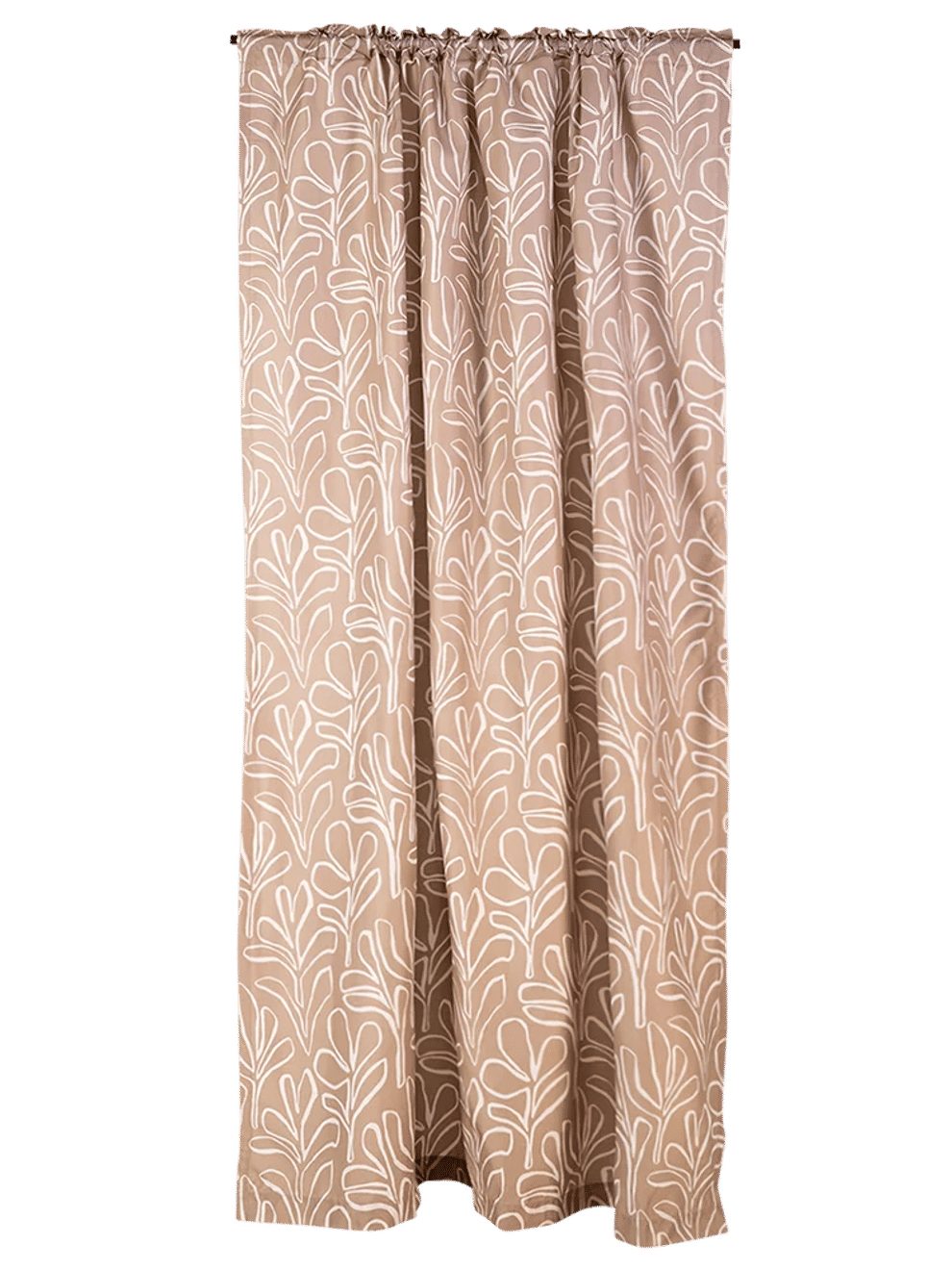 Beige Leaf Pattern Unlined Curtain Panel