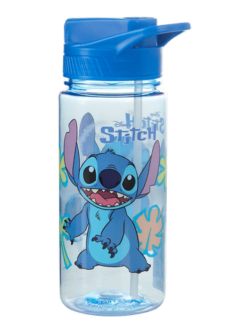 Stitch Flip-Top Water Bottle with Straw and Carry Handle
