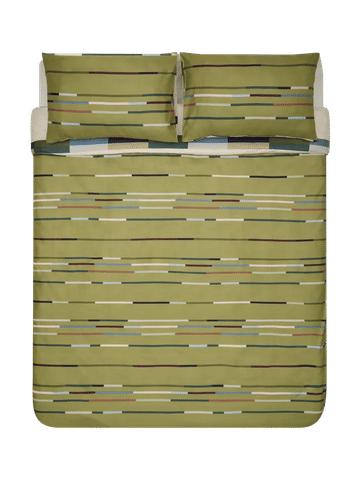 Green Striped King Duvet Cover