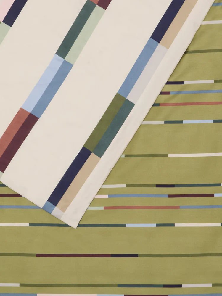 Green Striped King Duvet Cover (1)
