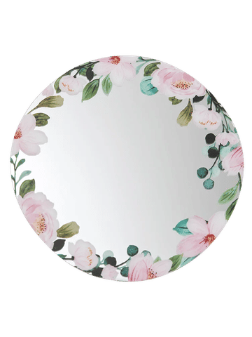 Floral Circular Decorative Mirror Sticker