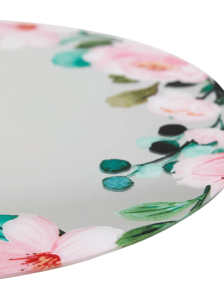 Floral Circular Decorative Mirror Sticker (1)
