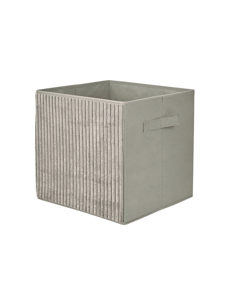 Burgundy and Grey Corduroy Storage Box 30x30cm (1)