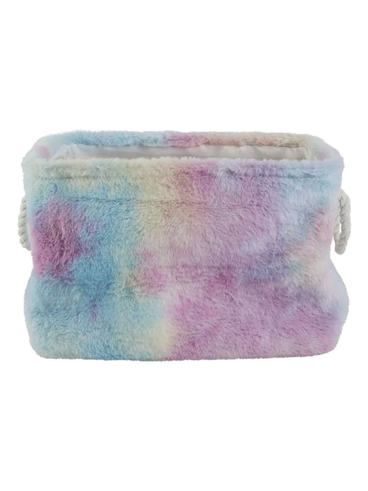 Fluffy Rainbow Storage Basket with Rope Handles (1)
