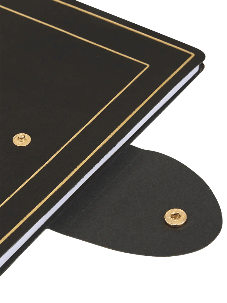A5 Black Notebook With Gold Trim And Snap Closure (1)