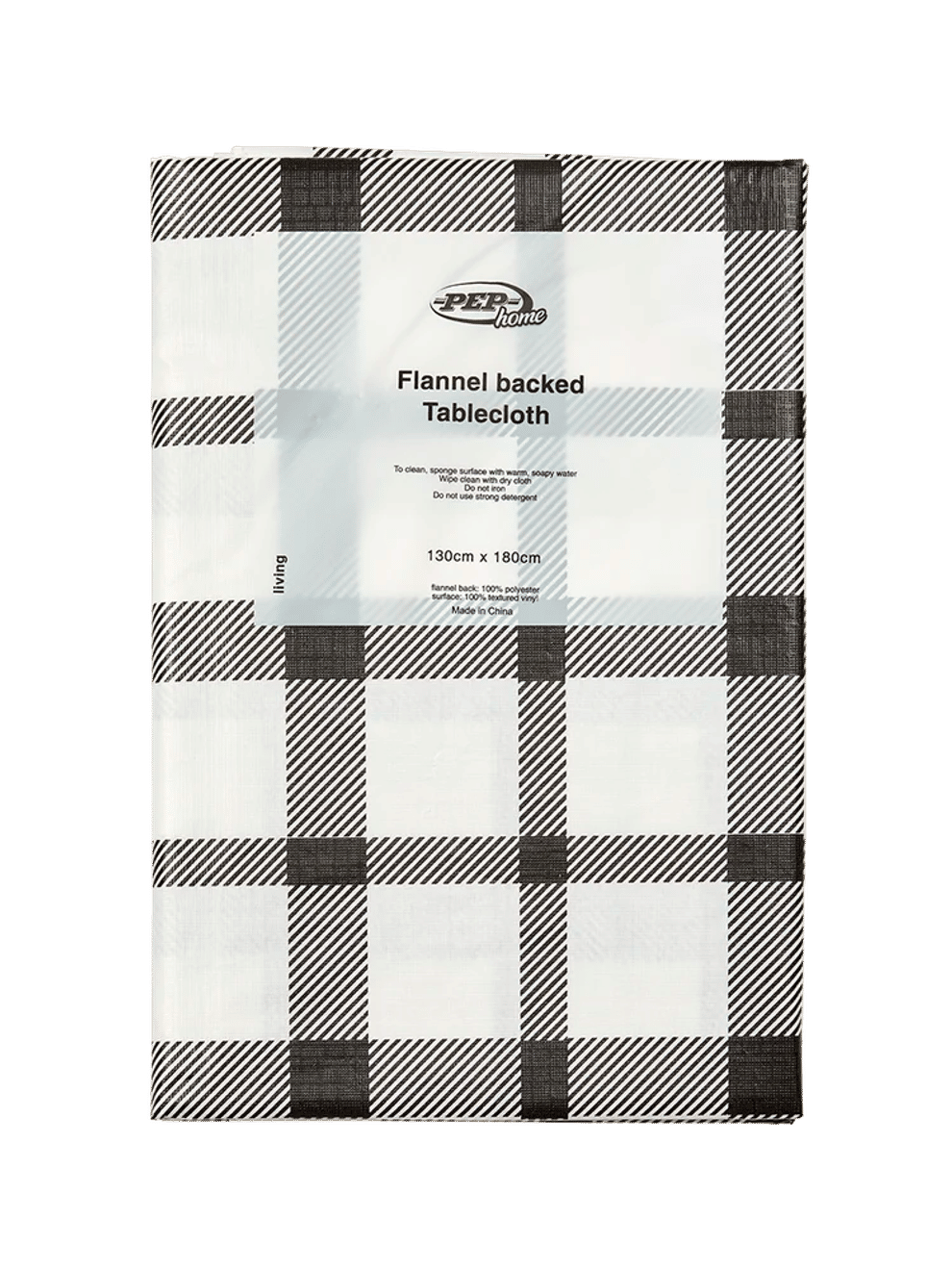 Black and White Plaid Fabric Tablecloth