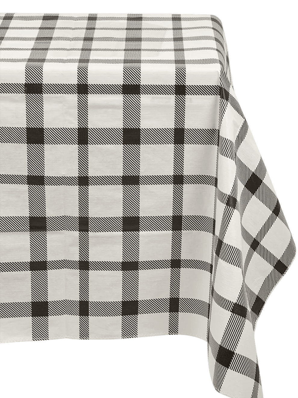 Black and White Plaid Fabric Tablecloth (1)