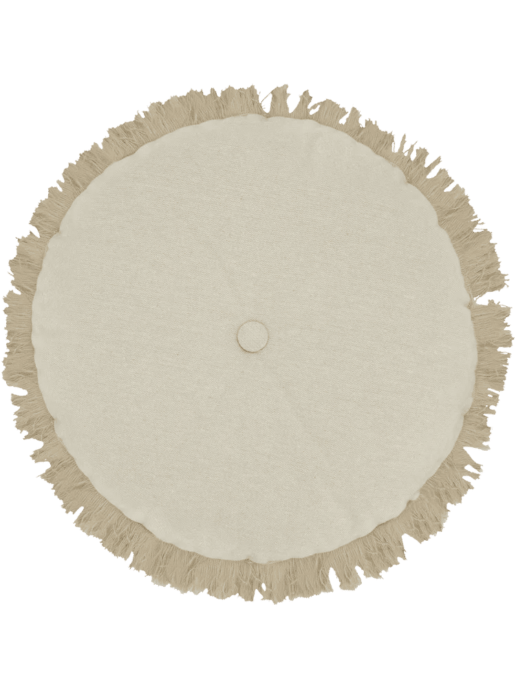 Natural Round Fringe Outdoor Chair Pad