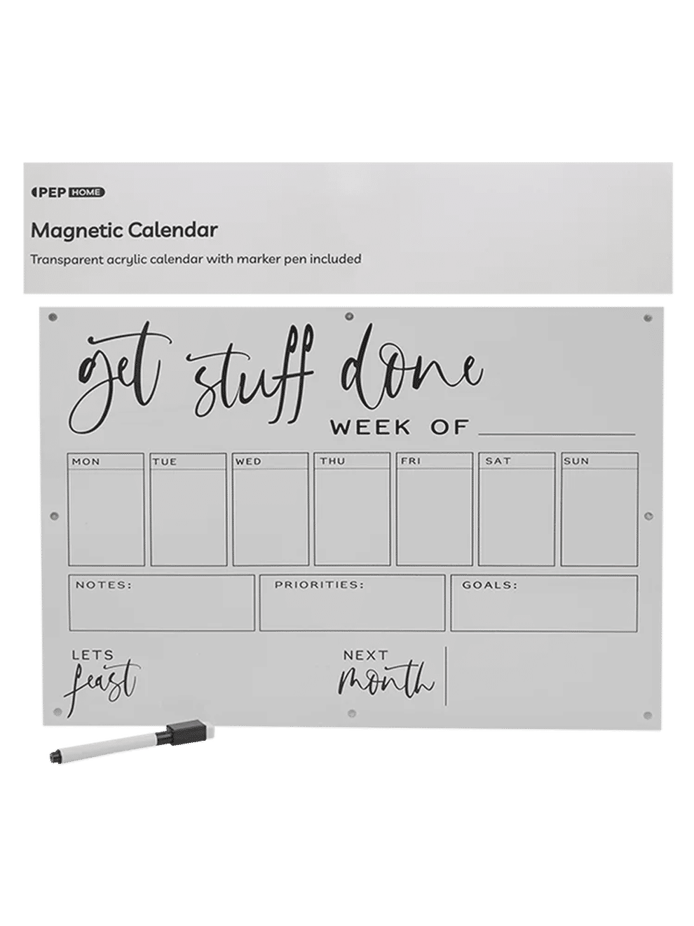Acrylic Magnetic Weekly Planner Calendar