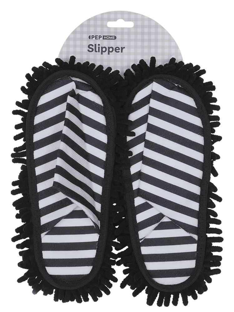 Black & White Striped Cleaning Slippers