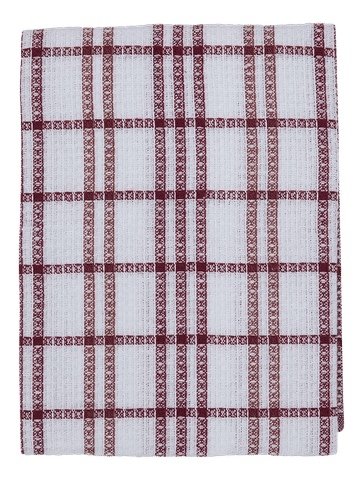 White Red Plaid Waffle Weave Kitchen Dishcloth