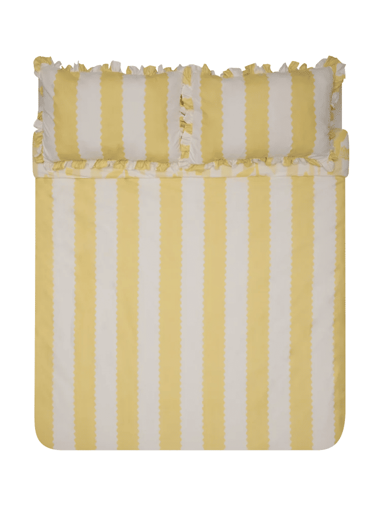 Yellow Scalloped Stripe King Duvet