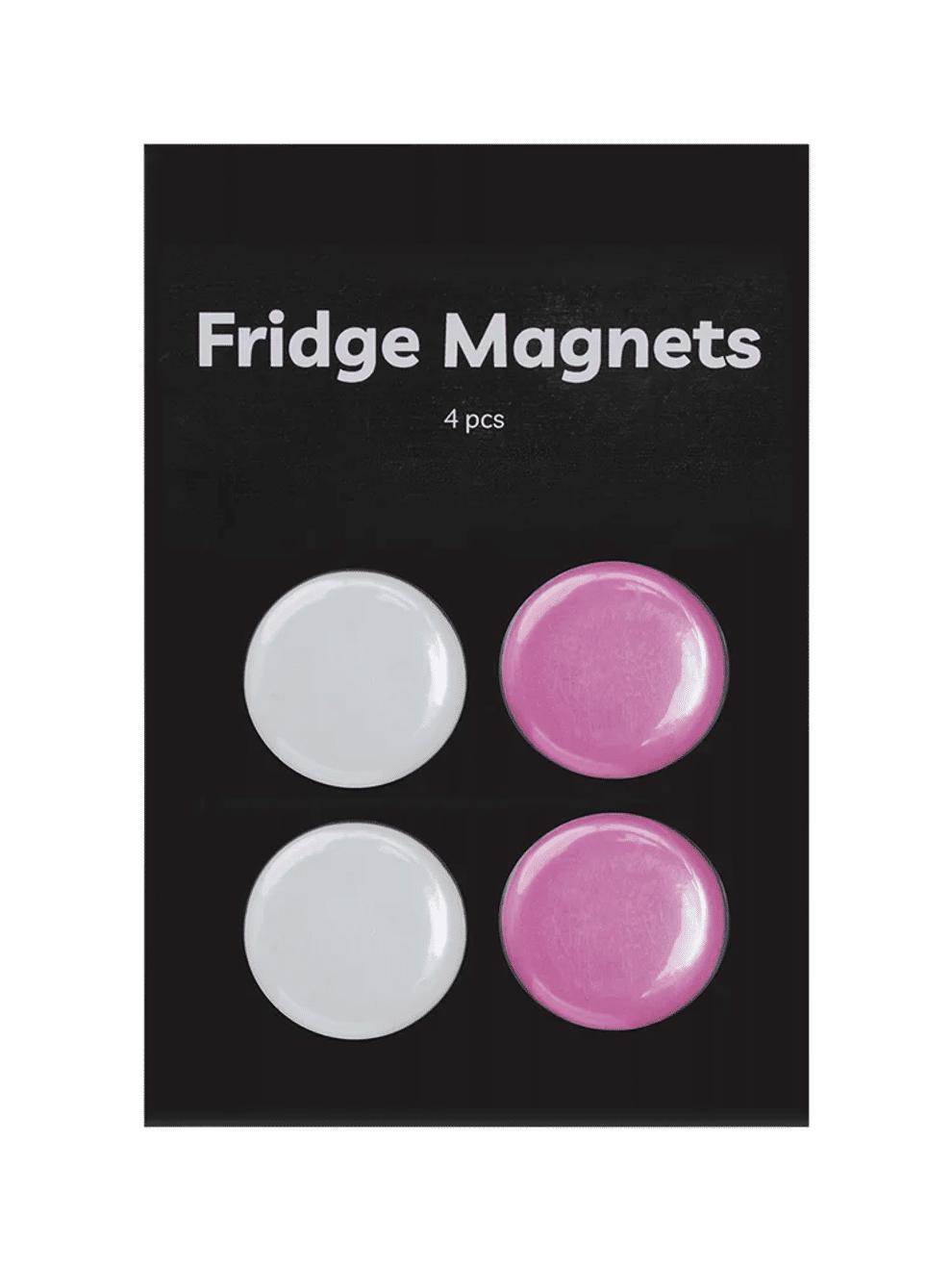 4 Pack Round White and Pink Fridge Magnets