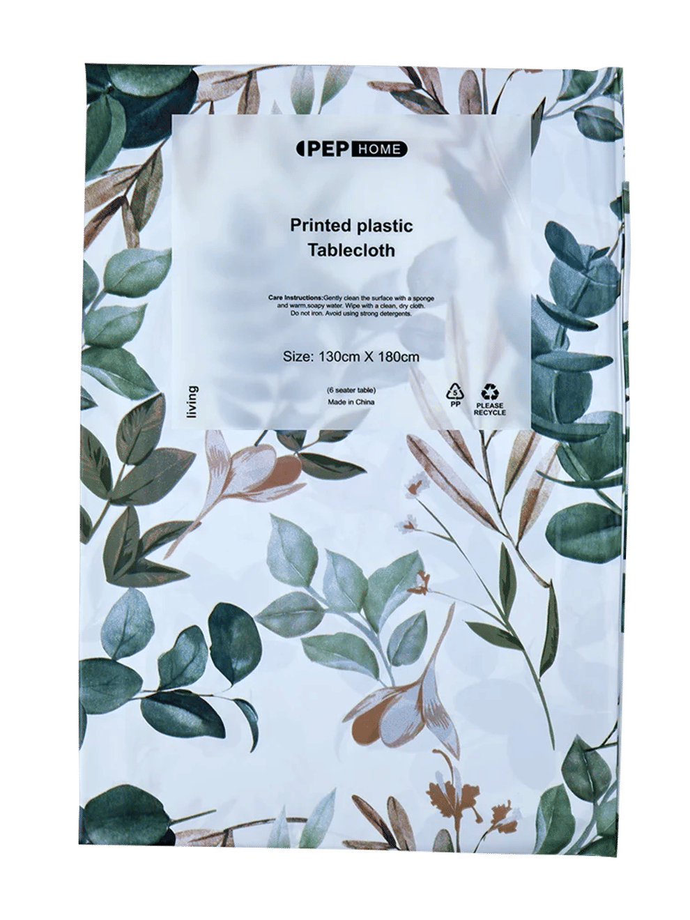 Leaf Print Plastic Tablecloth 130x180cm