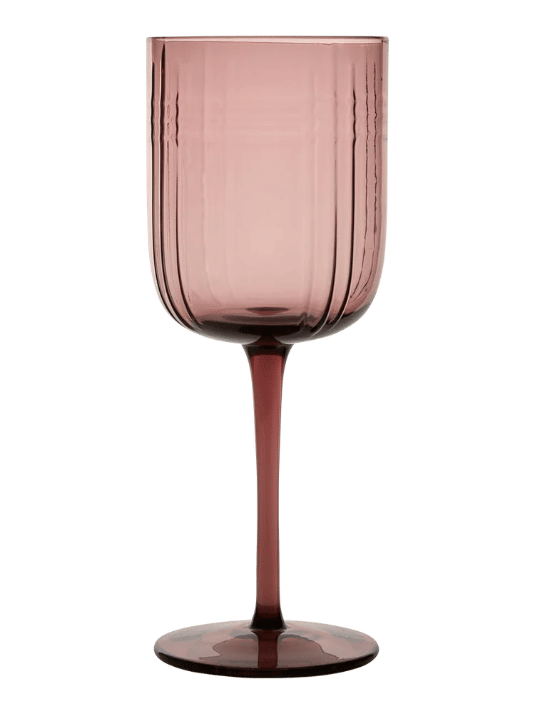 Pink Ribbed Stemmed Wine Glass 20.5cm (1)
