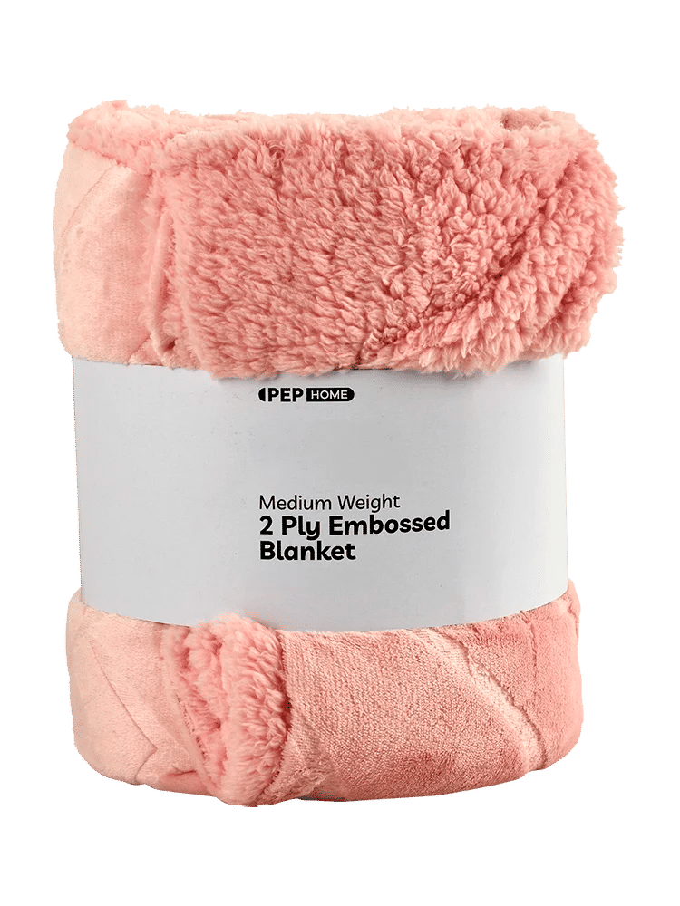 Pink Single 2-Ply Embossed Blanket