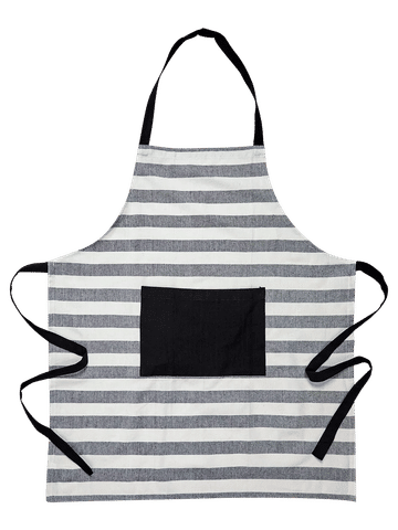 Grey Striped Apron with Front Pocket