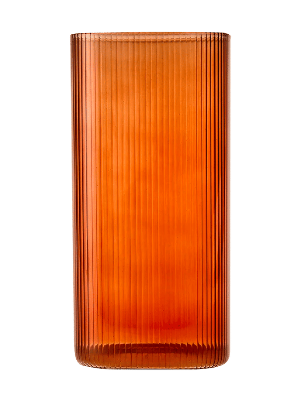 Amber Ribbed Glass Vase 10x20.8 cm