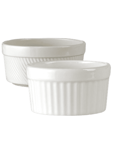 White Ribbed Ceramic Ramekin 9x5.3 cm