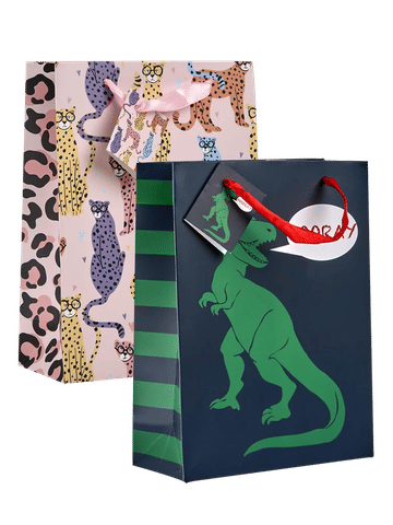 Large Dinosaur and Cheetah Printed Gift Bags