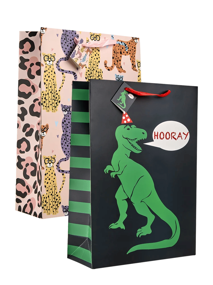 Extra Large Cheetah and Dinosaur Gift Bags