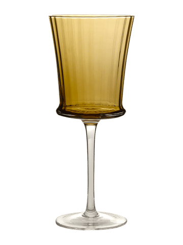 Amber Ribbed Stemmed Wine Glass 22cm