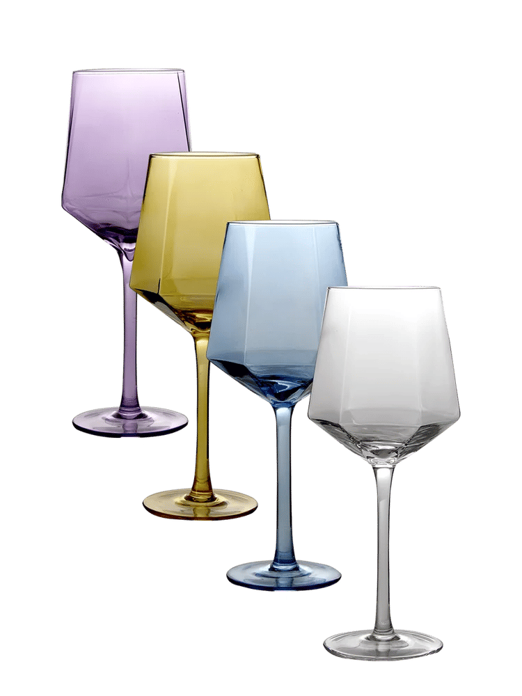 Angular Stemmed Coloured Wine Glass 23cm