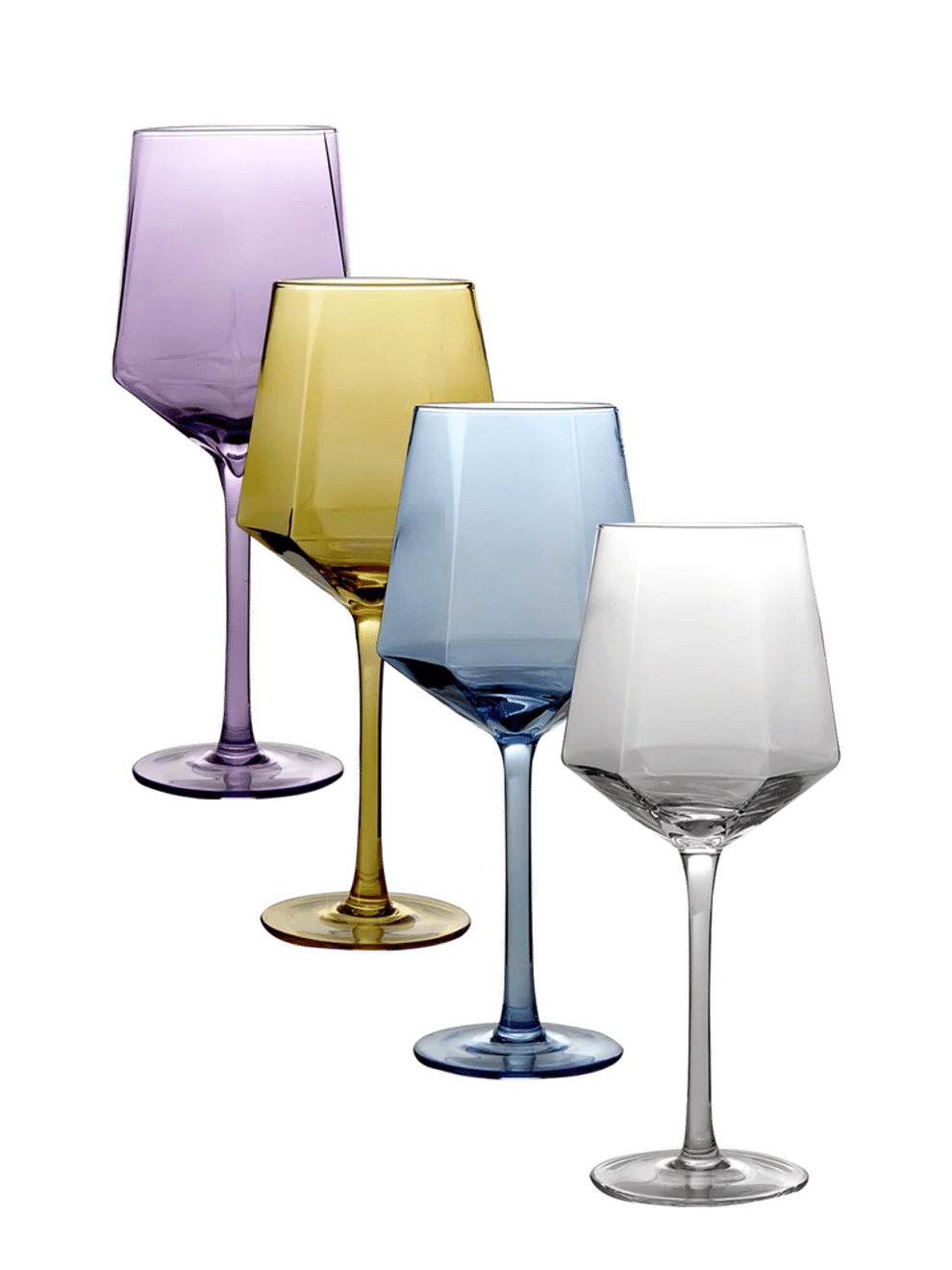 Angular Stemmed Coloured Wine Glass 23cm
