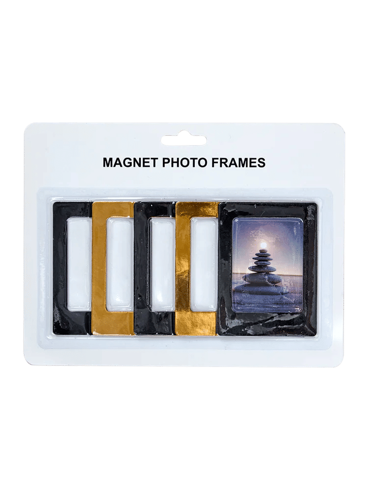 5-Piece Gold and Black Magnet Frames