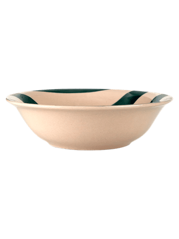 Striped Ceramic Bowl Cream and Green