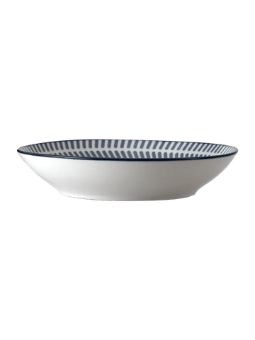 Blue Patterned White Ceramic Bowl