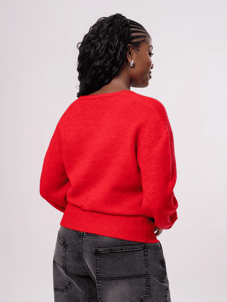 Red Cardigan With Bow Detail (3)