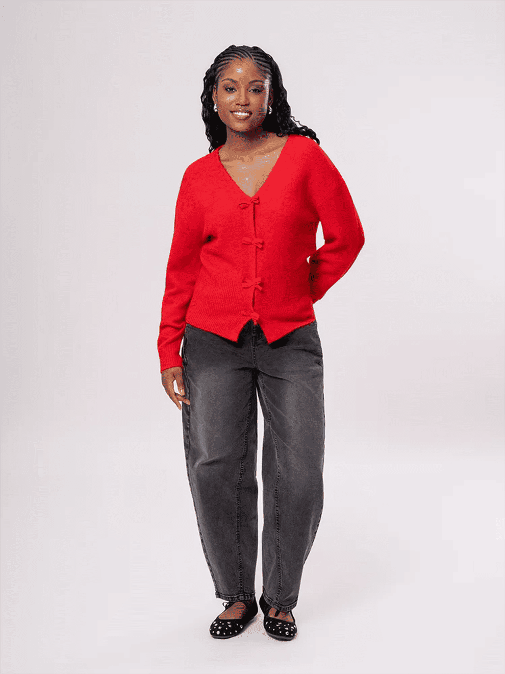 Red Cardigan With Bow Detail (4)