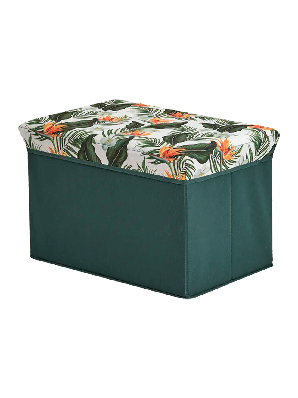 Tropical Print Rectangular Storage Ottoman