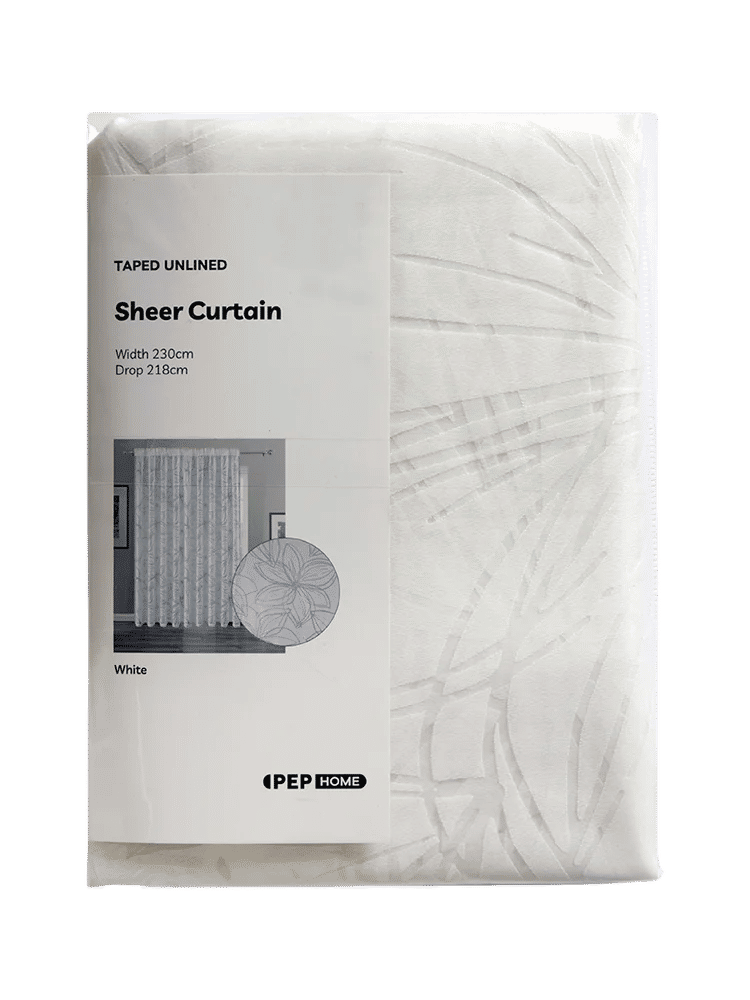 White Taped Sheer Curtain