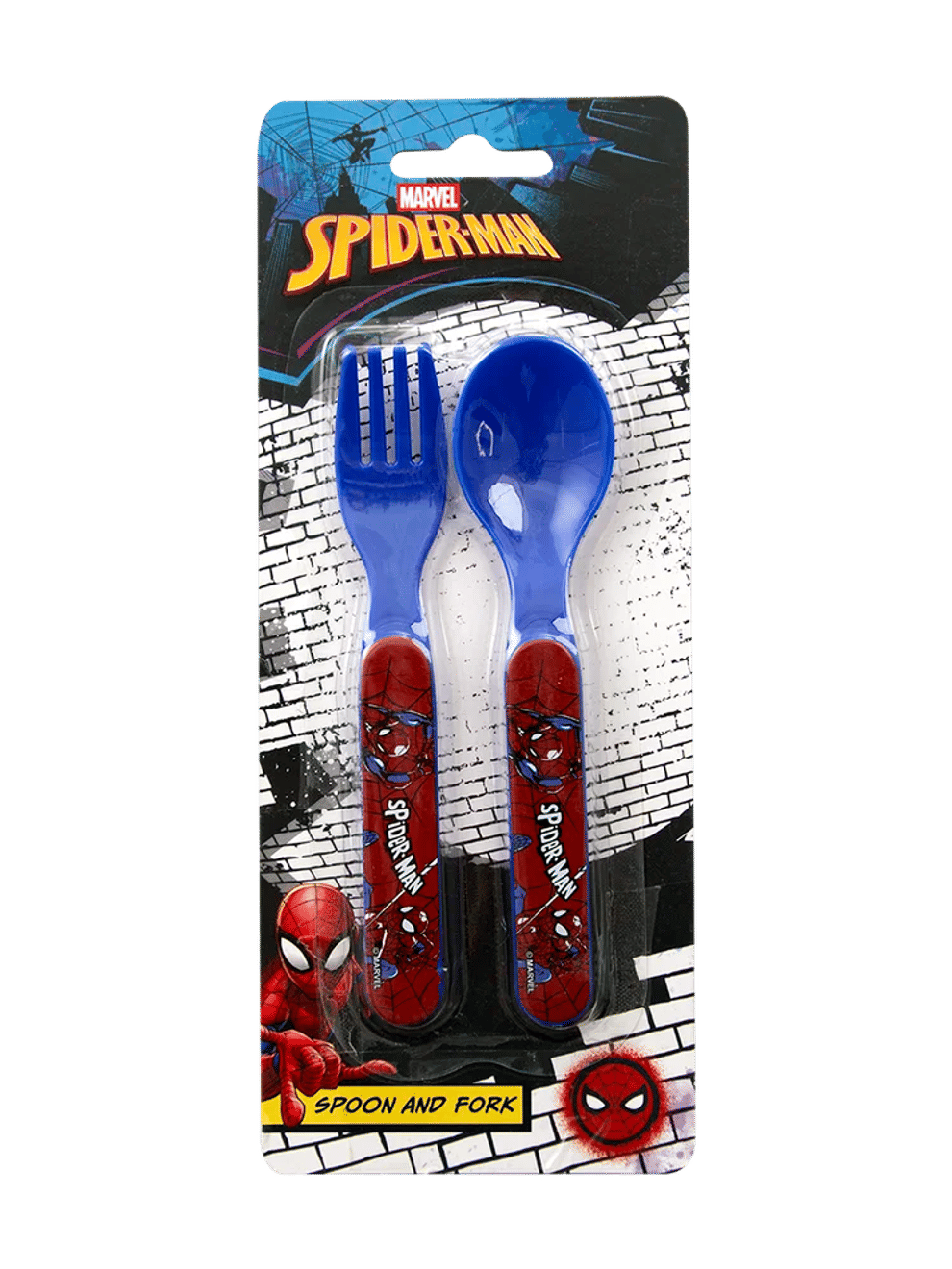 Blue Spiderman Spoon and Fork Set