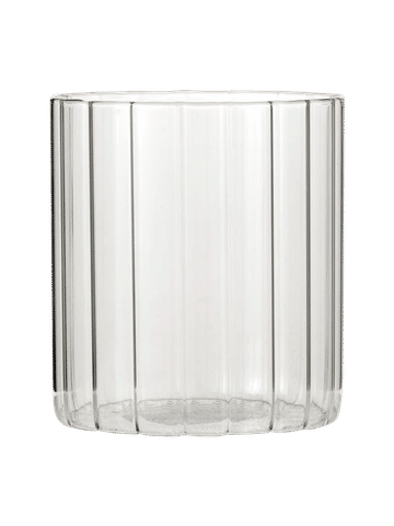 Red Ribbed Glass Cylinder Vase 10cm