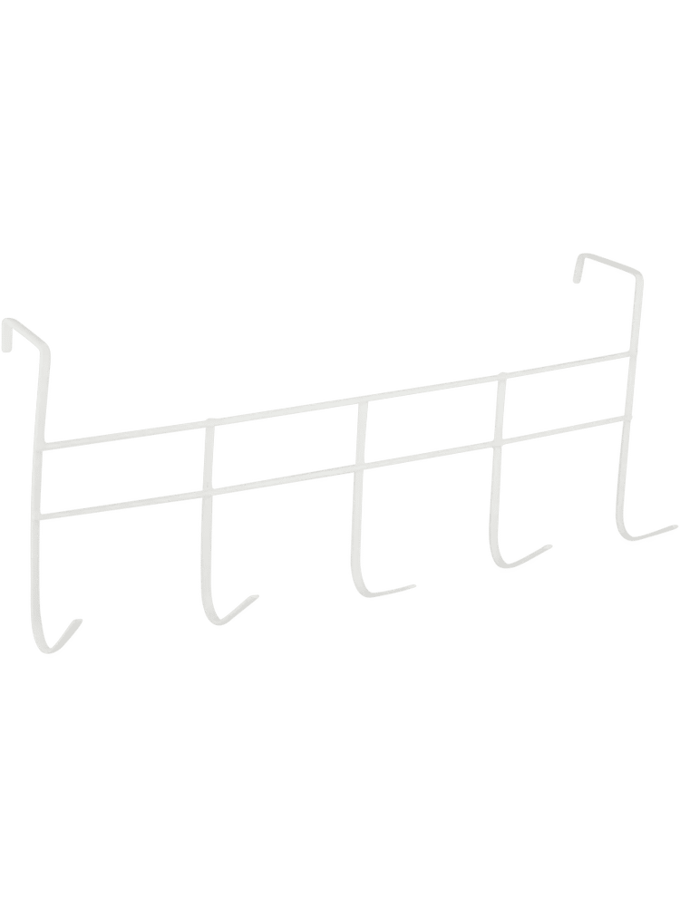 White Metal 5 Hook Door Rack