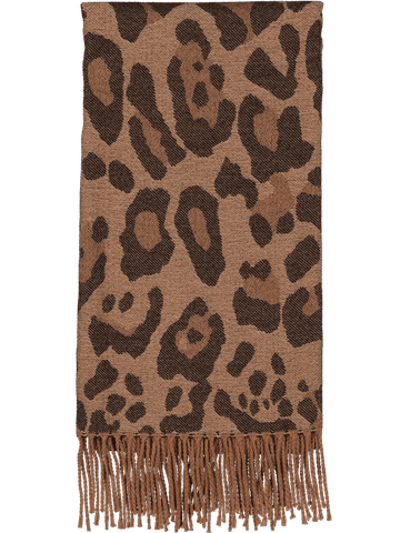 Leopard Print Scarf with Tassels