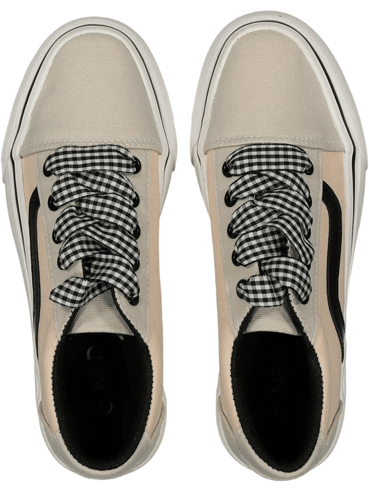 Peach Gingham Lace Sneakers (2)