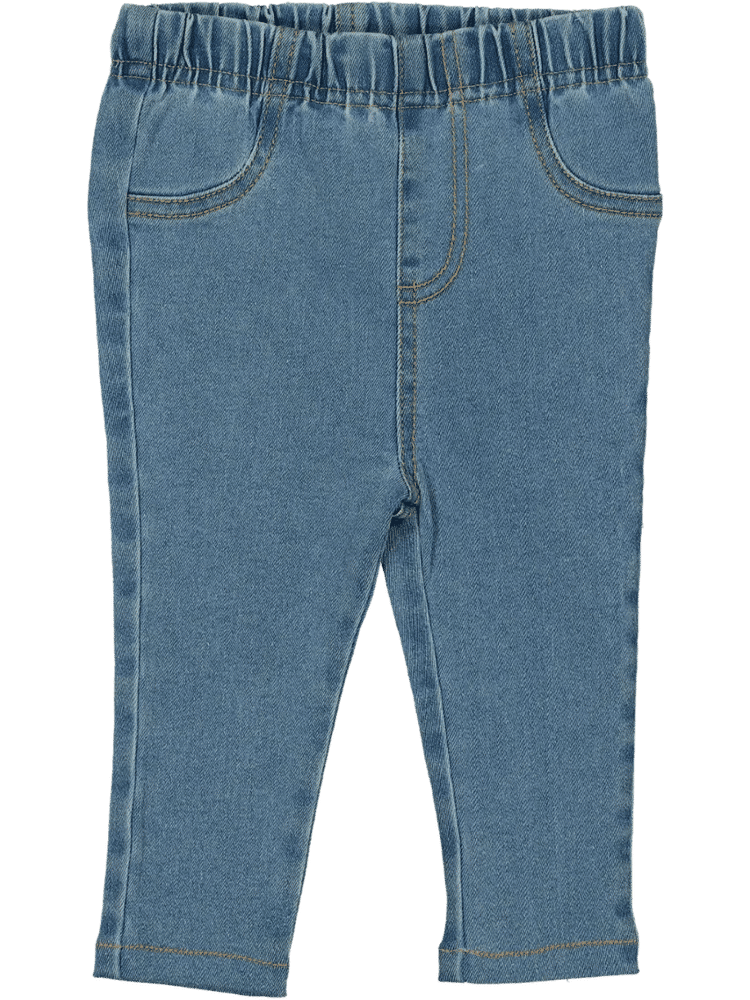 Light Blue Denim Jeggings With Elastic Waist