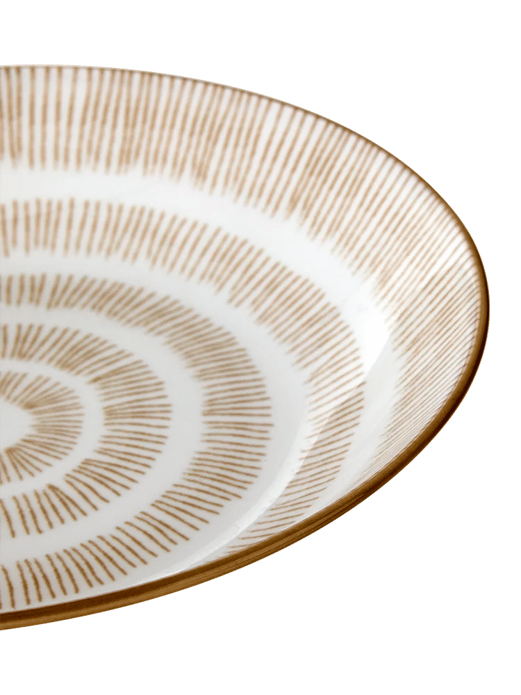 White and Brown Patterned Ceramic Bowl (2)