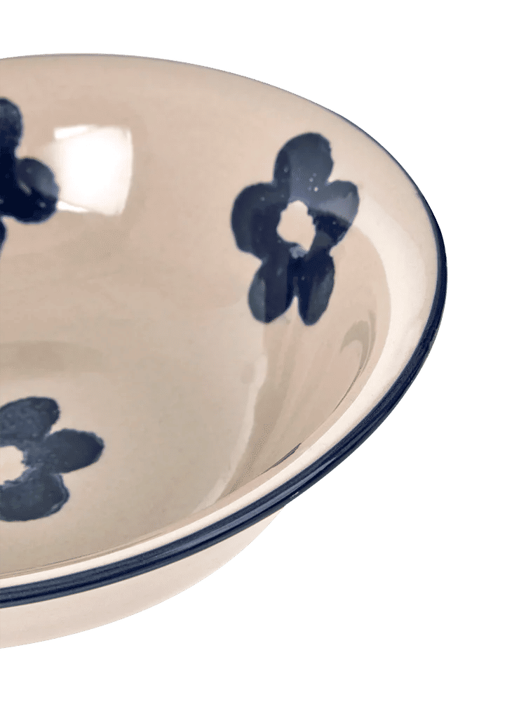 Blue Floral Ceramic Bowl Cream (2)