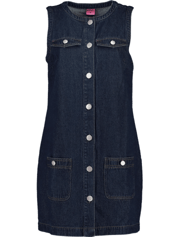 Sleeveless Dark Wash Denim Dress With Front Buttons