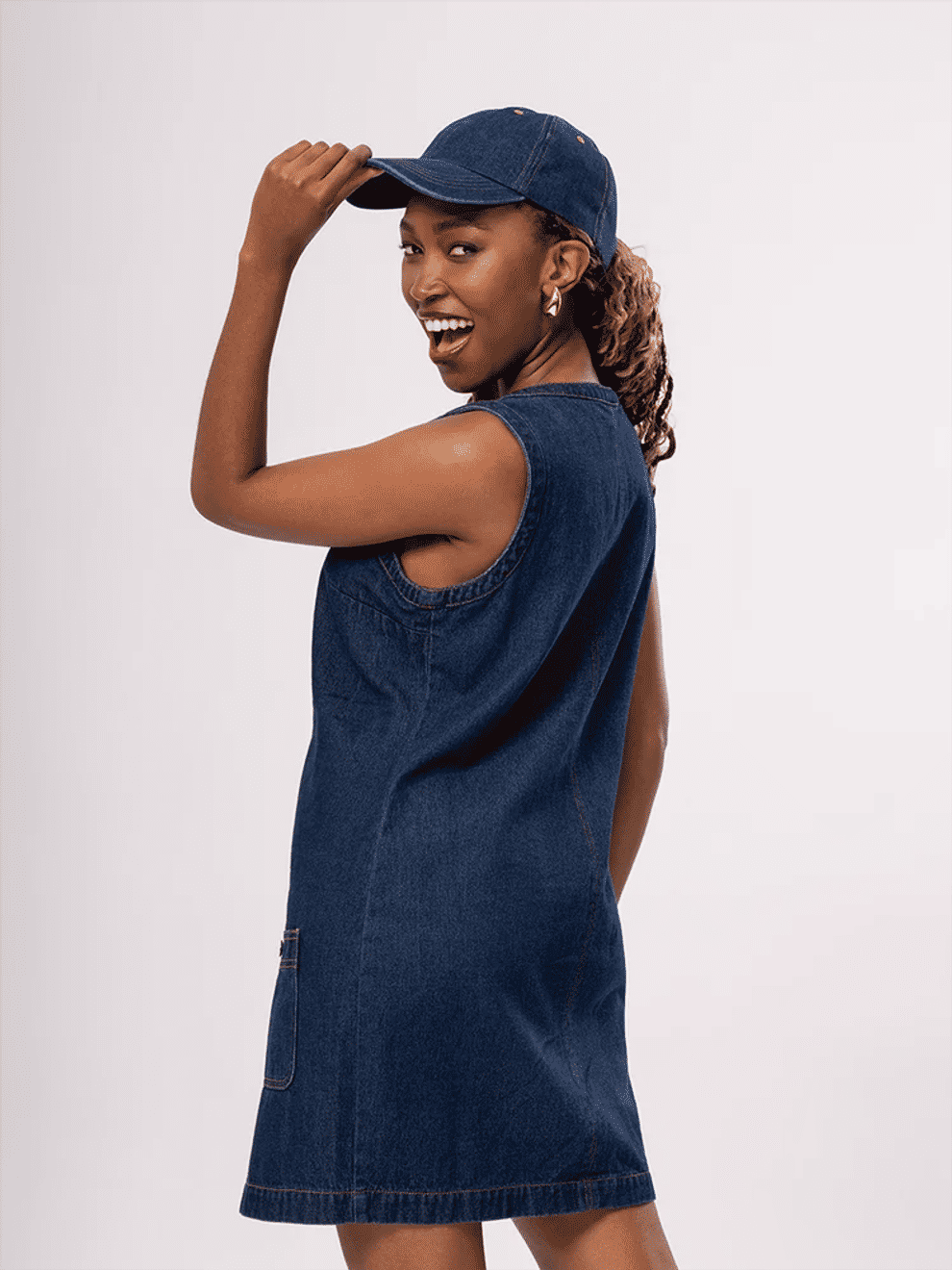 Sleeveless Denim Button Down Dress (3)