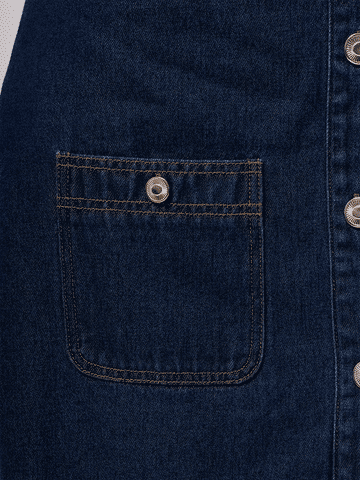 Edge Sleeveless Denim Button Down Dress